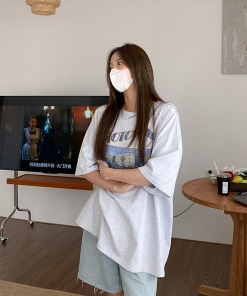 Achic(アシック)の「前プリント半袖Tシャツ(Tシャツ/カットソー・レディース・グレー/ブラック・M)」の9枚目の写真