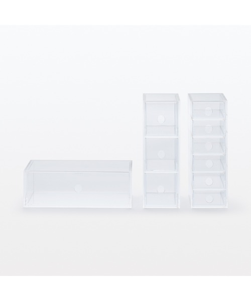 MUJI　無印良品 アクリルケース 収納　廃盤品　3段セット まとめ買いセット】無印良品 アクリル小物収納 3段 約幅8.7×奥行