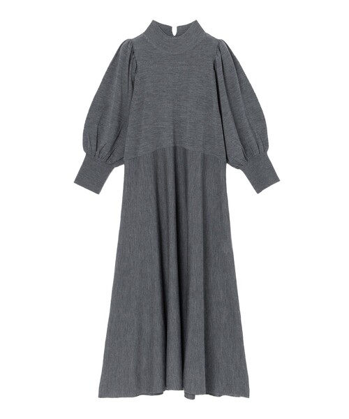 23AW ANAYI アナイ ファインメリノフレアニット ワンピース M グレー ANAYI（アナイ）の「ファインメリノフレアニット ワンピース