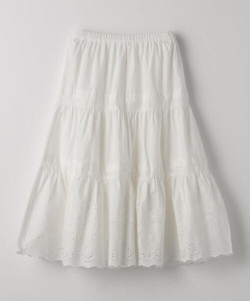 green label relaxing（グリーンレーベルリラクシング）の「TJ EMB ロングスカート 110cm-130cm（スカート・キッズ・オフホワイト・XS110/S130）」の2枚目の写真