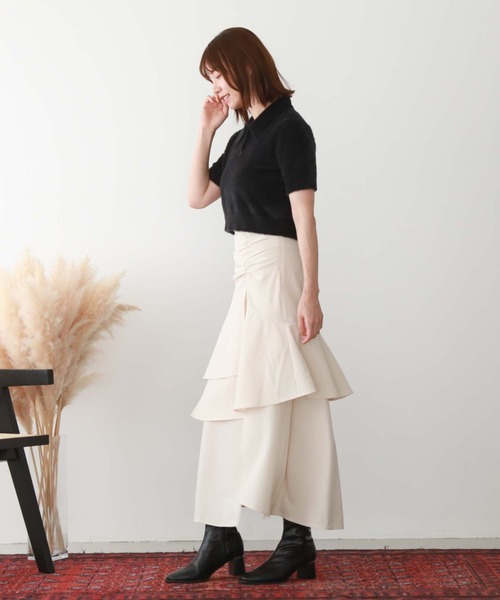 archives（アルシーヴ）の「ギャザーアシメラッフルスカート（スカート・レディース・ブラウン/ブラック/アイボリー・MEDIUM）」の12枚目の写真