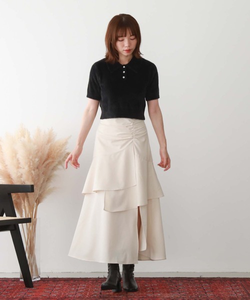 archives（アルシーヴ）の「ギャザーアシメラッフルスカート（スカート・レディース・ブラウン/ブラック/アイボリー・MEDIUM）」の14枚目の写真