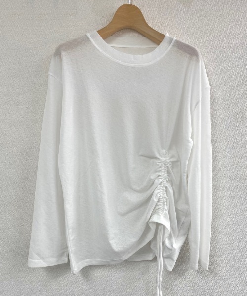 LADY LIKE(レディライク)の「ドローストリングゆったりシアートップス(Tシャツ/カットソー・レディース・ブラック/ホワイト・M)」の16枚目の写真