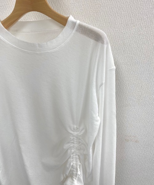 LADY LIKE(レディライク)の「ドローストリングゆったりシアートップス(Tシャツ/カットソー・レディース・ブラック/ホワイト・M)」の17枚目の写真