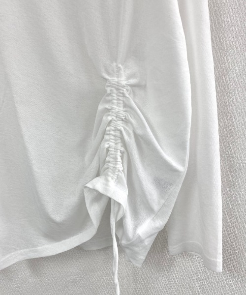 LADY LIKE(レディライク)の「ドローストリングゆったりシアートップス(Tシャツ/カットソー・レディース・ブラック/ホワイト・M)」の18枚目の写真