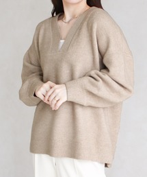 Vネック ニットプルオーバー
