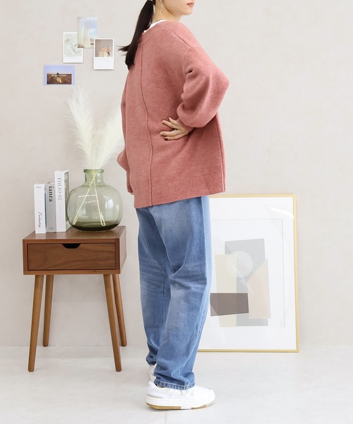 Social GIRL（ソーシャルガール）の「Vネック ニットプルオーバー（ニット/セーター・レディース・ベージュ/チャコール/オートミール/ピンク/ダークグレー/ミント/グレイッシュベージュ・FREE）」の14枚目の写真