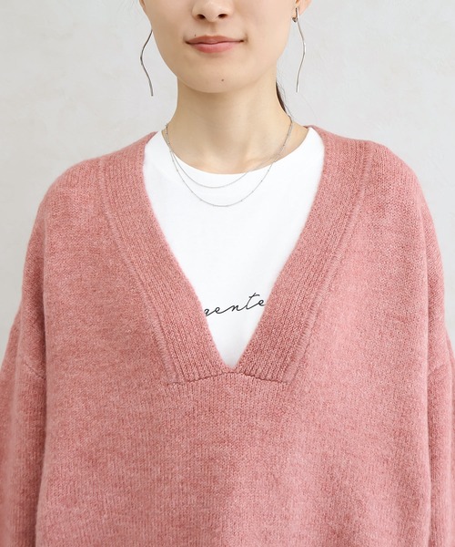 Social GIRL（ソーシャルガール）の「Vネック ニットプルオーバー（ニット/セーター・レディース・ベージュ/チャコール/オートミール/ピンク/ダークグレー/ミント/グレイッシュベージュ・FREE）」の16枚目の写真