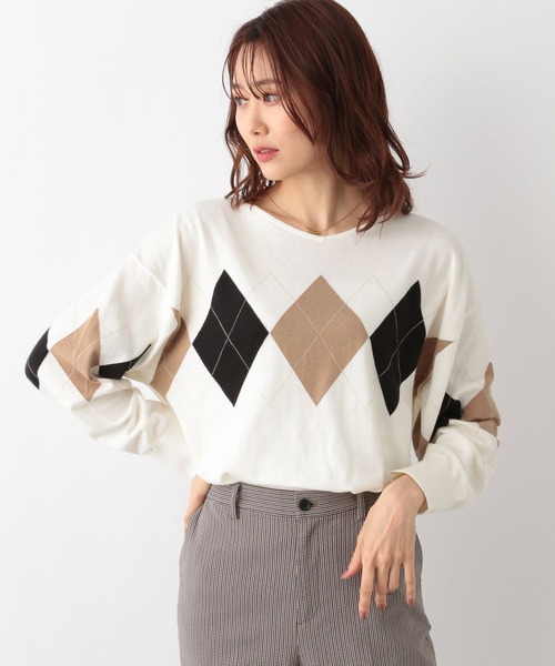 GLOBAL WORK（グローバルワーク）の「トリプルイージーVネックプルオーバー/194242（ニット/セーター・レディース・ベージュ/イエロー/アイボリー/ブルー系その他/グレー/ベージュ系その他/ホワイト系その他/ボルドー/チャコールグレー/ネイビー/ラベンダー/オレンジ系その他/ブラック・LARGE/MEDIUM/SMALL）」の22枚目の写真