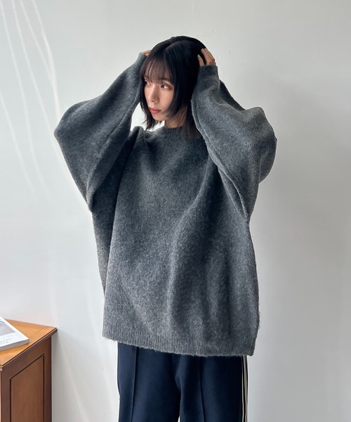 AS KNOW AS plus（アズノゥアズプラス）の「☆ゴマジャカード起毛ゆるりニットプルオーバー（ニット/セーター・レディース・チャコールグレー/ブルー/ピンク/グリーン/ピンク系/ブルー系/グレー系・FREE）」の13枚目の写真