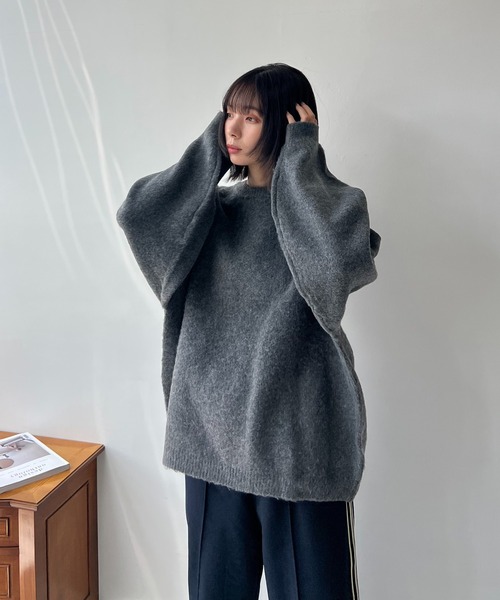 AS KNOW AS plus（アズノゥアズプラス）の「☆ゴマジャカード起毛ゆるりニットプルオーバー（ニット/セーター・レディース・チャコールグレー/ブルー/ピンク/グリーン/ピンク系/ブルー系/グレー系・FREE）」の14枚目の写真