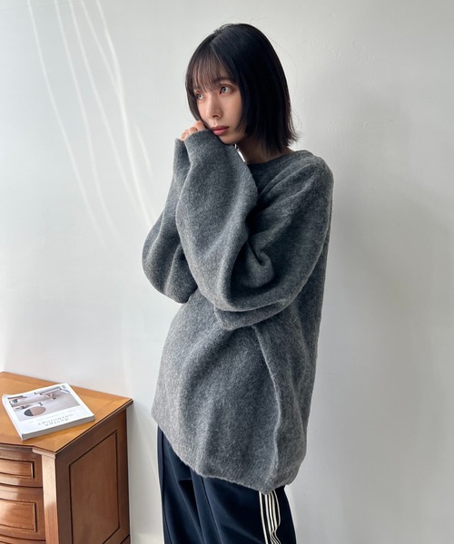 AS KNOW AS plus（アズノゥアズプラス）の「☆ゴマジャカード起毛ゆるりニットプルオーバー（ニット/セーター・レディース・チャコールグレー/ブルー/ピンク/グリーン/ピンク系/ブルー系/グレー系・FREE）」の15枚目の写真