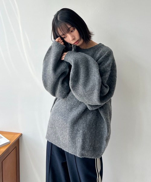 AS KNOW AS plus（アズノゥアズプラス）の「☆ゴマジャカード起毛ゆるりニットプルオーバー（ニット/セーター・レディース・チャコールグレー/ブルー/ピンク/グリーン/ピンク系/ブルー系/グレー系・FREE）」の16枚目の写真