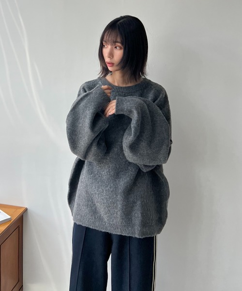 AS KNOW AS plus（アズノゥアズプラス）の「☆ゴマジャカード起毛ゆるりニットプルオーバー（ニット/セーター・レディース・チャコールグレー/ブルー/ピンク/グリーン/ピンク系/ブルー系/グレー系・FREE）」の17枚目の写真