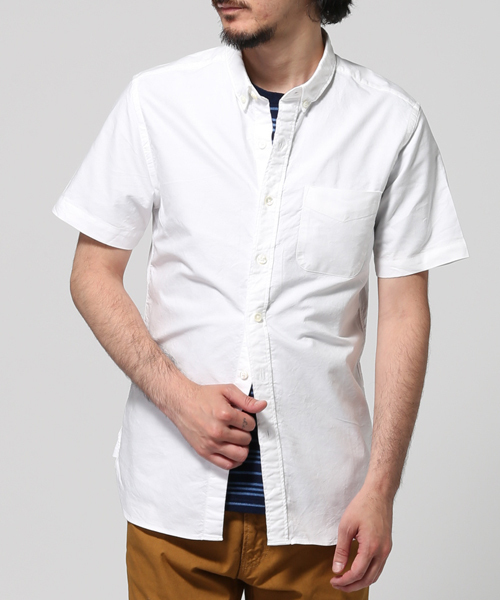 JOURNAL STANDARD(ジャーナルスタンダード)の「JPN MADE OX BDハンソデシャツ ##(シャツ/ブラウス・メンズ・ホワイト/サックスブルー・MEDIUM/LARGE)」の1枚目の写真