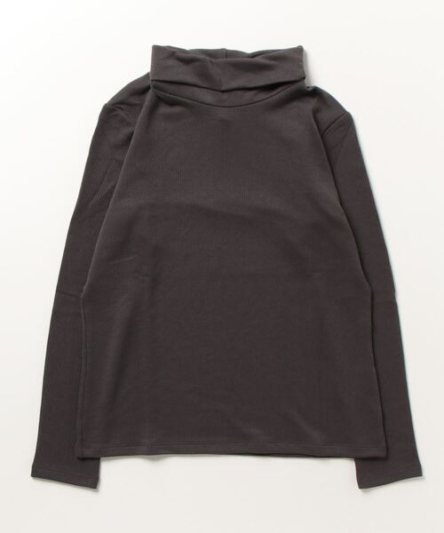 TIGORA（ティゴラ）の「ティゴラ TIGORA リブハイネックカットソー（Tシャツ/カットソー・レディース・チャコールグレー/クリーム・M/L）」の2枚目の写真