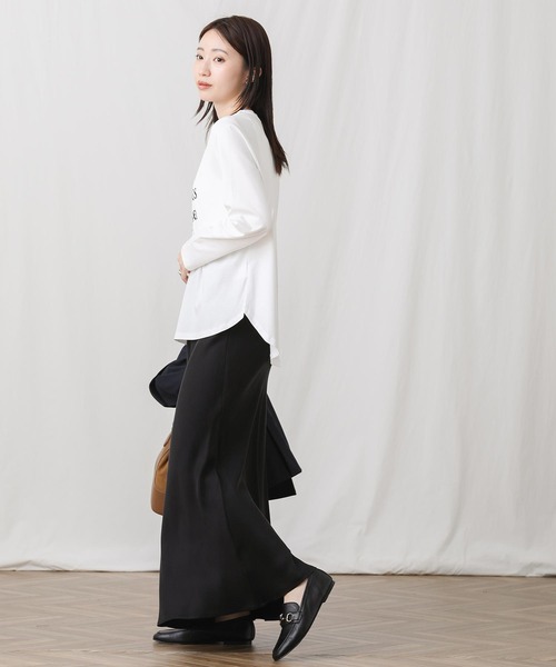 Gready Brilliant(グレディブリリアン)の「スムースNous長袖カットソー(Tシャツ/カットソー・レディース・チャコールグレー/オフホワイト・38)」の4枚目の写真