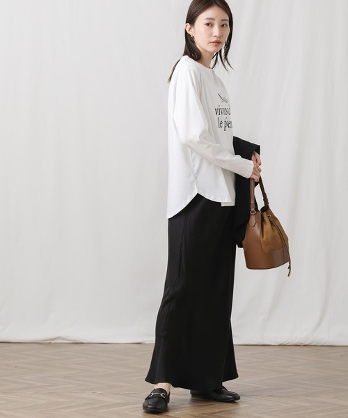 Gready Brilliant(グレディブリリアン)の「スムースNous長袖カットソー(Tシャツ/カットソー・レディース・チャコールグレー/オフホワイト・38)」の6枚目の写真