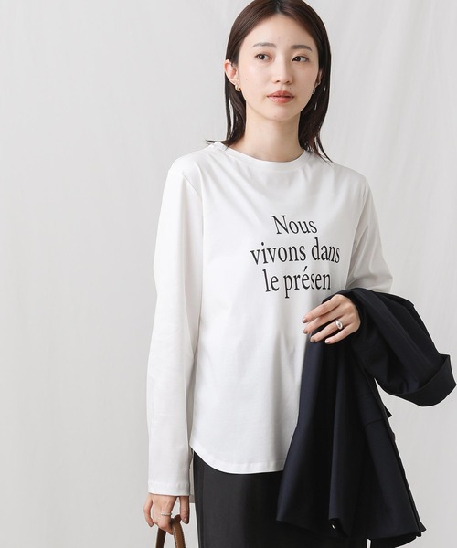 Gready Brilliant(グレディブリリアン)の「スムースNous長袖カットソー(Tシャツ/カットソー・レディース・チャコールグレー/オフホワイト・38)」の7枚目の写真