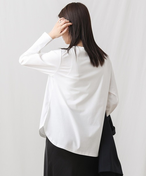 Gready Brilliant(グレディブリリアン)の「スムースNous長袖カットソー(Tシャツ/カットソー・レディース・チャコールグレー/オフホワイト・38)」の9枚目の写真