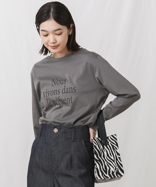 Gready Brilliant(グレディブリリアン)の「スムースNous長袖カットソー(Tシャツ/カットソー・レディース・チャコールグレー/オフホワイト・38)」の14枚目の写真