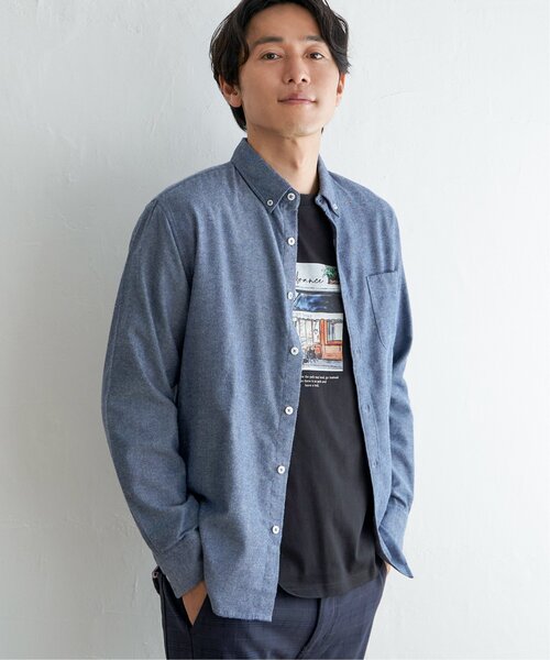 ikka(イッカ)の「イージーケアフランネル無地シャツ(シャツ/ブラウス・メンズ・グレー/ホワイト/ワイン/ネイビー・L/M/S/XL)」の21枚目の写真
