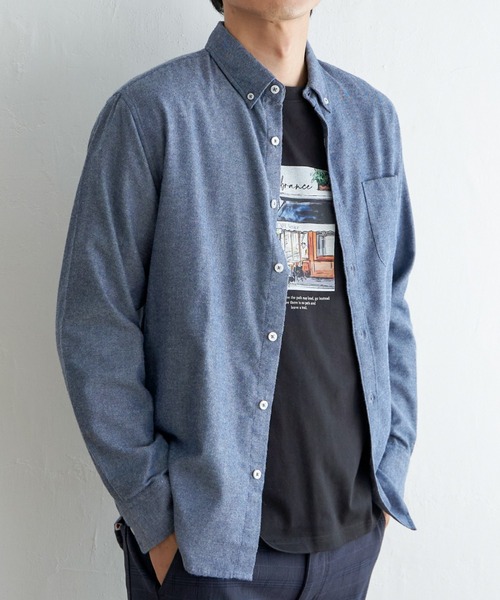 ikka(イッカ)の「イージーケアフランネル無地シャツ(シャツ/ブラウス・メンズ・グレー/ホワイト/ワイン/ネイビー・L/M/S/XL)」の3枚目の写真