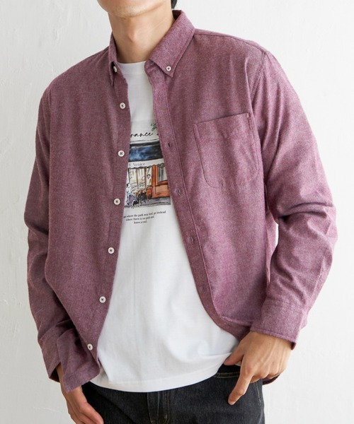 ikka(イッカ)の「イージーケアフランネル無地シャツ(シャツ/ブラウス・メンズ・グレー/ホワイト/ワイン/ネイビー・L/M/S/XL)」の4枚目の写真