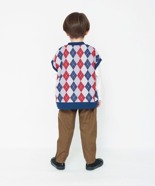 BRANSHES(ブランシェス)の「【おそろい】アーガイルジャガードベスト(ベスト・キッズ・ネイビー/ブラック・S/XL/L/M)」の5枚目の写真