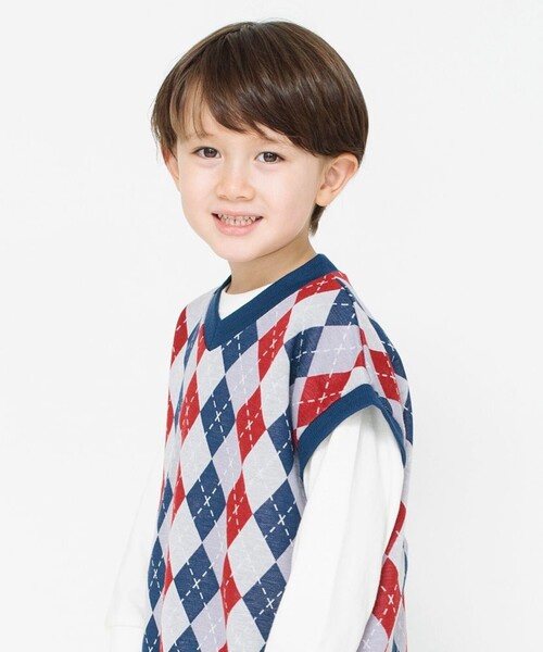 BRANSHES(ブランシェス)の「【おそろい】アーガイルジャガードベスト(ベスト・キッズ・ネイビー/ブラック・S/XL/L/M)」の9枚目の写真