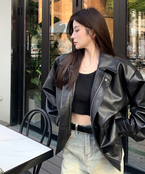 LAST NEST フード付き合成皮革ジャケット LAST NEST(ラストネスト)商品ページ - Down Leather Jacket V2