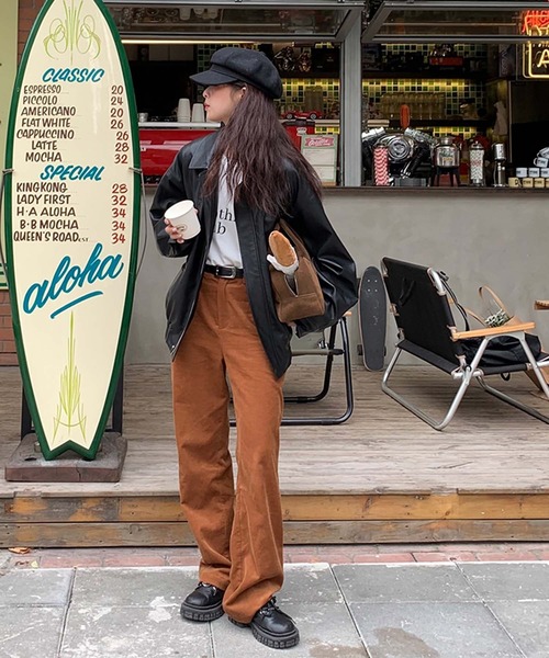 Bifrost（ビフレスト）の「ヴィンテージライク合成皮革ジャケット（ライダースジャケット・レディース・ブラウン/ブラック・L/M）」の22枚目の写真