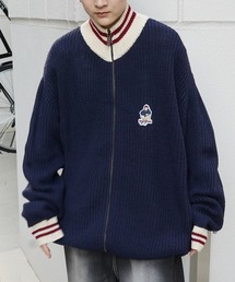 Red Cap Girl | 【RED CAP GIRL】23AW リブ編み ワンポイント胸ワッペン刺繍 ビッグシルエット フルジップドライバーズニット(カーディガン/ボレロ)