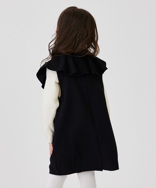 petit main(プティマイン)の「【AJUGA.】ポンチフリル襟ジャンスカ(シャツワンピース・キッズ・ブラック/ライトベージュ・110cm/120cm/130cm/100cm/90cm/80cm)」の6枚目の写真