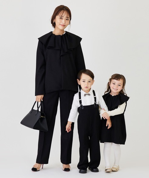 petit main(プティマイン)の「【AJUGA.】ポンチフリル襟ジャンスカ(シャツワンピース・キッズ・ブラック/ライトベージュ・110cm/120cm/130cm/100cm/90cm/80cm)」の4枚目の写真