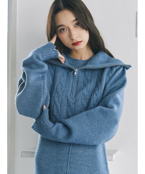 jouetie（ジュエティ）の「ハーフZIPロングニットワンピース【セット