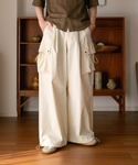 soerte | Wide straight tech cargo pants (Washer nylon)/ワイドストレートテックカーゴパンツ（ワッシャーナイロン）(休閒短褲)