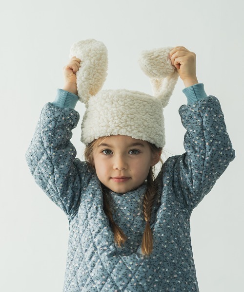 riziere（リジェール）の「うさ耳のもこもこ帽子（ニットキャップ/ビーニー・キッズ・オフホワイト・FREE）」の3枚目の写真