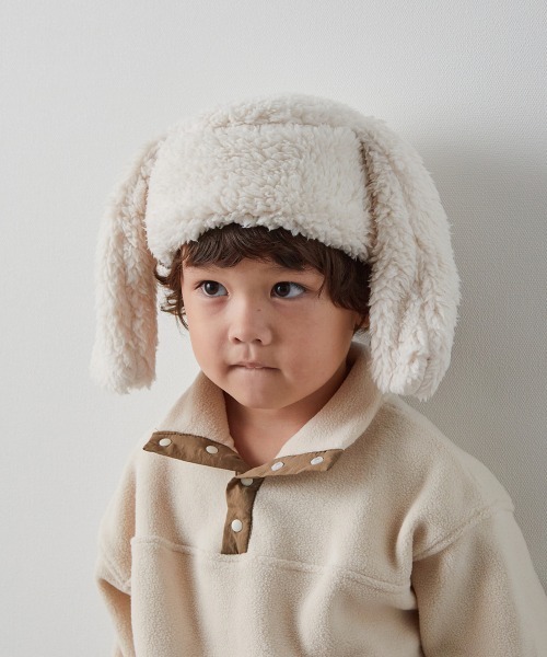 riziere（リジェール）の「うさ耳のもこもこ帽子（ニットキャップ/ビーニー・キッズ・オフホワイト・FREE）」の5枚目の写真