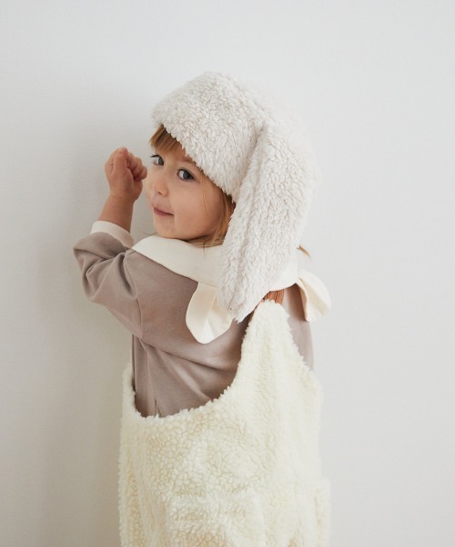 riziere（リジェール）の「うさ耳のもこもこ帽子（ニットキャップ/ビーニー・キッズ・オフホワイト・FREE）」の17枚目の写真