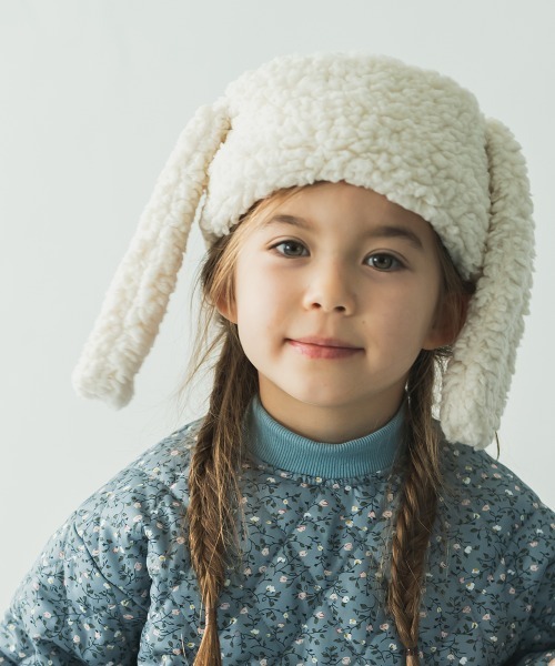 riziere（リジェール）の「うさ耳のもこもこ帽子（ニットキャップ/ビーニー・キッズ・オフホワイト・FREE）」の12枚目の写真