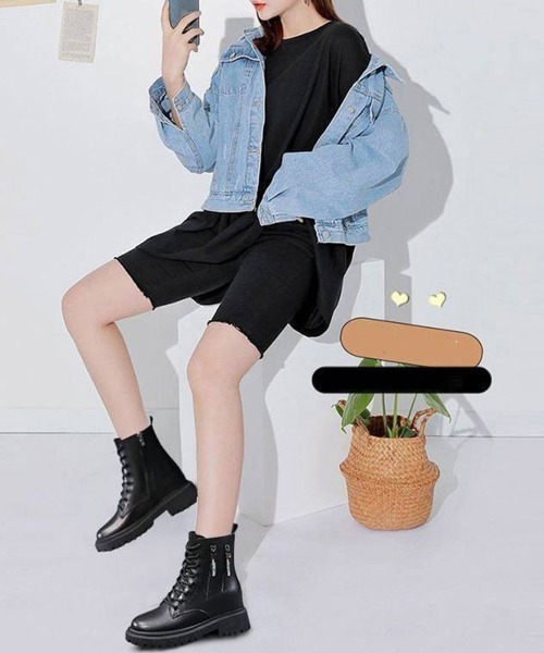 Miniministore(ミニミニストア)の「トラックソールブーツ 厚底ショートブーツ(ブーツ・レディース・オフホワイト/ブラック・22.5cm/24.0cm/24.5cm/23.0cm/23.5cm)」の8枚目の写真