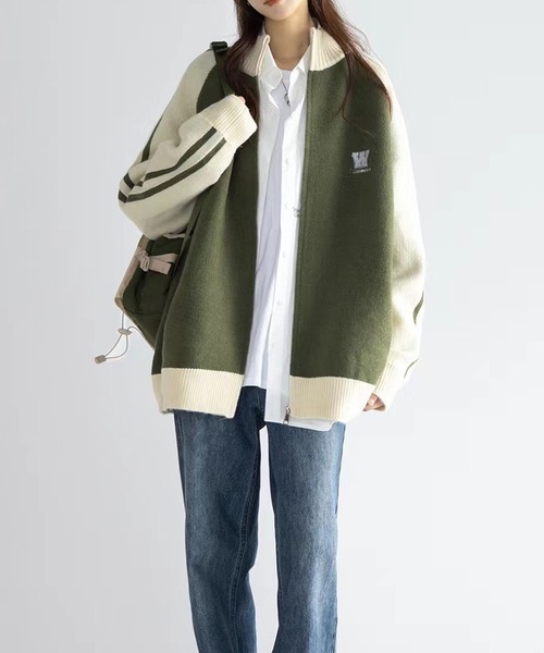 セール】トラックニットオーバーサイズブルゾン（ブルゾン