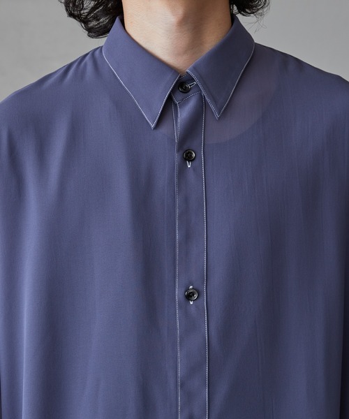 Lui's（ルイス）の「オーガンジー配色ステッチシャツ（シャツ/ブラウス・メンズ・グレー/ブラック・FREE）」の16枚目の写真