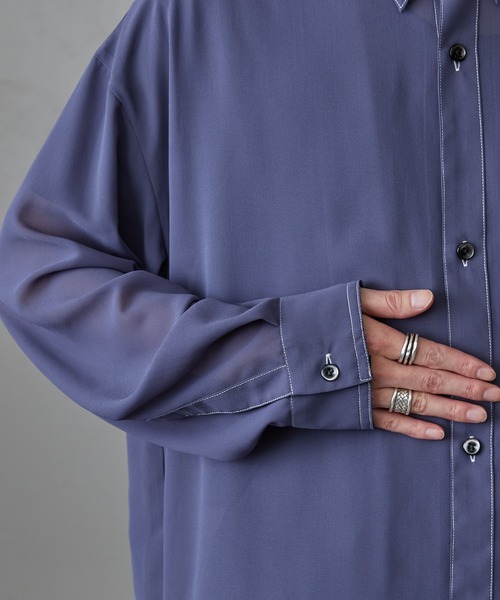 Lui's（ルイス）の「オーガンジー配色ステッチシャツ（シャツ/ブラウス・メンズ・グレー/ブラック・FREE）」の7枚目の写真