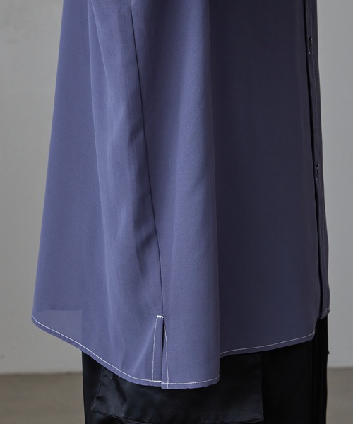 Lui's（ルイス）の「オーガンジー配色ステッチシャツ（シャツ/ブラウス・メンズ・グレー/ブラック・FREE）」の8枚目の写真