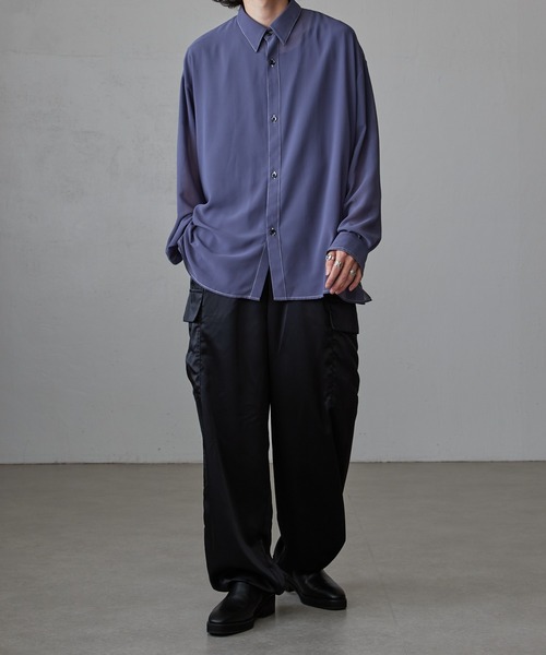 Lui's（ルイス）の「オーガンジー配色ステッチシャツ（シャツ/ブラウス・メンズ・グレー/ブラック・FREE）」の11枚目の写真