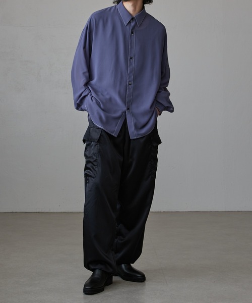 Lui's（ルイス）の「オーガンジー配色ステッチシャツ（シャツ/ブラウス・メンズ・グレー/ブラック・FREE）」の12枚目の写真