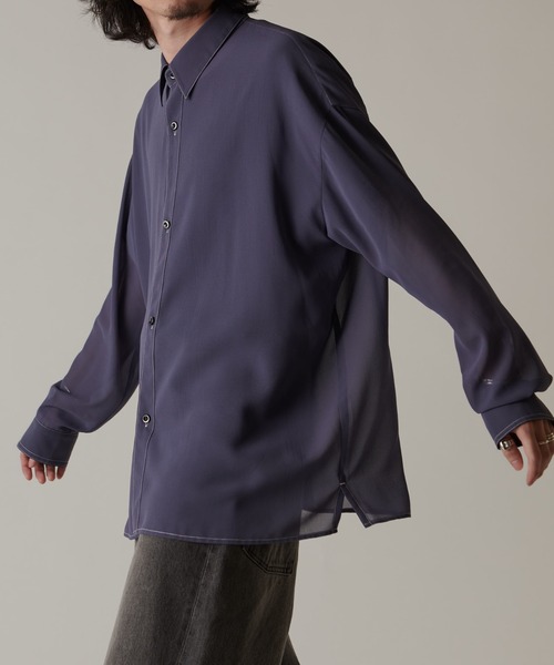 Lui's（ルイス）の「オーガンジー配色ステッチシャツ（シャツ/ブラウス・メンズ・グレー/ブラック・FREE）」の20枚目の写真