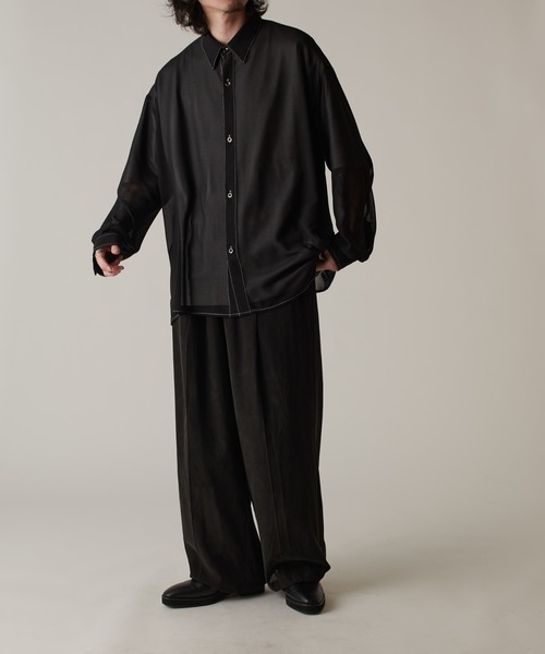 Lui's（ルイス）の「オーガンジー配色ステッチシャツ（シャツ/ブラウス・メンズ・グレー/ブラック・FREE）」の17枚目の写真